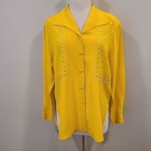 Suzelle Vintage 80's Embroidered Button Front Blouse